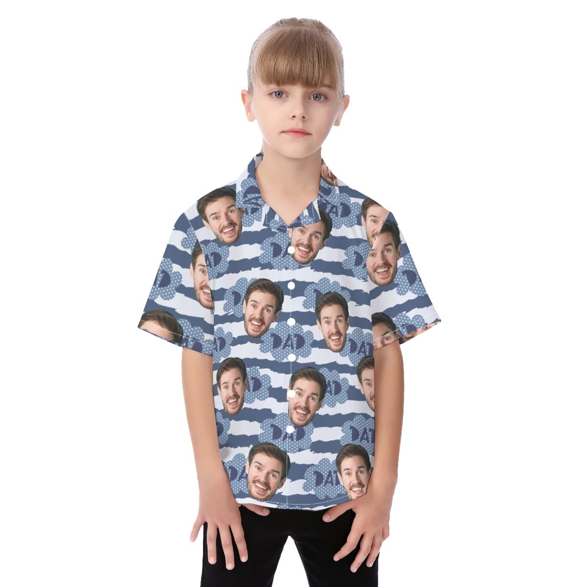 Funny Custom Face Blue Aloha Shirt For Kids