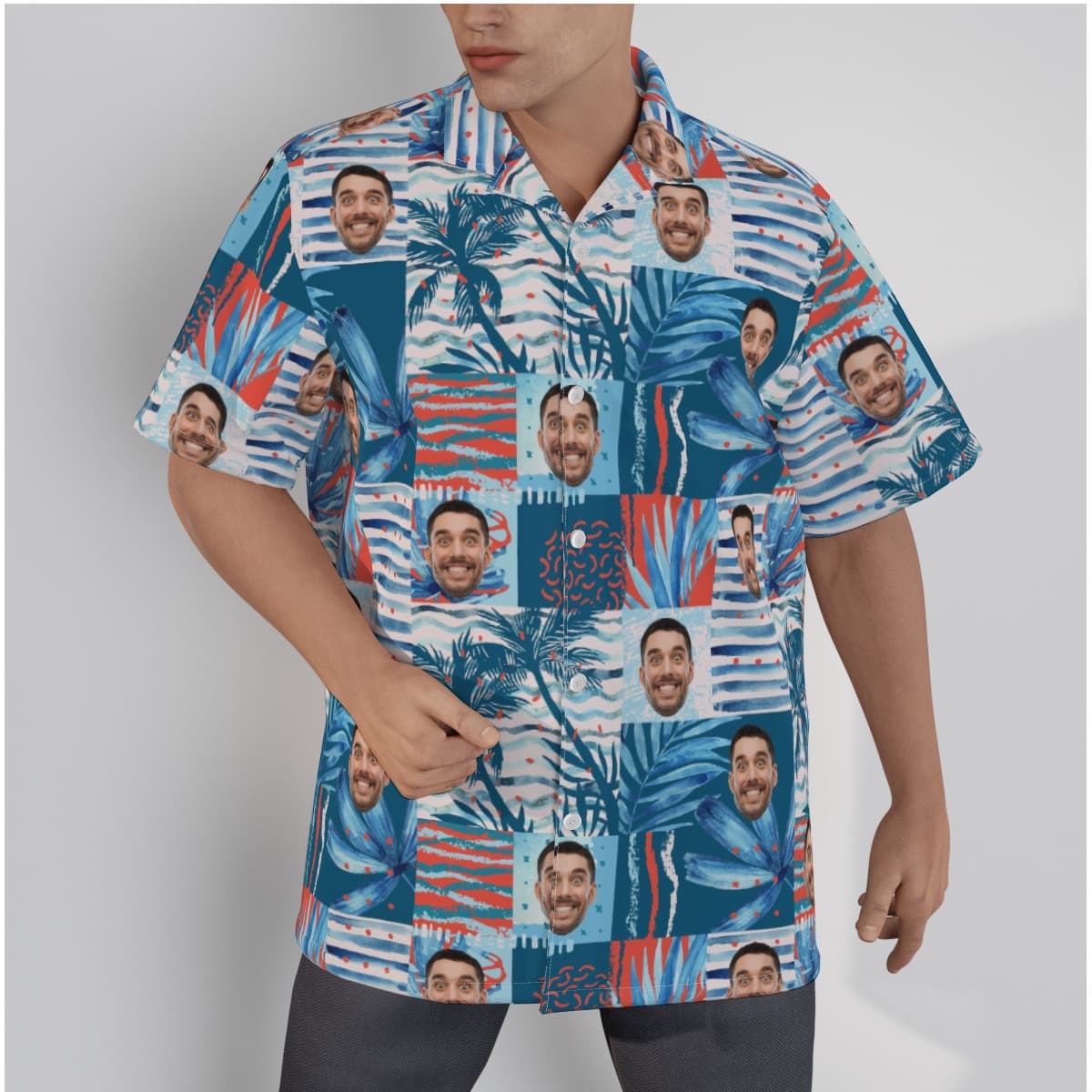 Funny Custom Face Blue Hawaiian Shirt