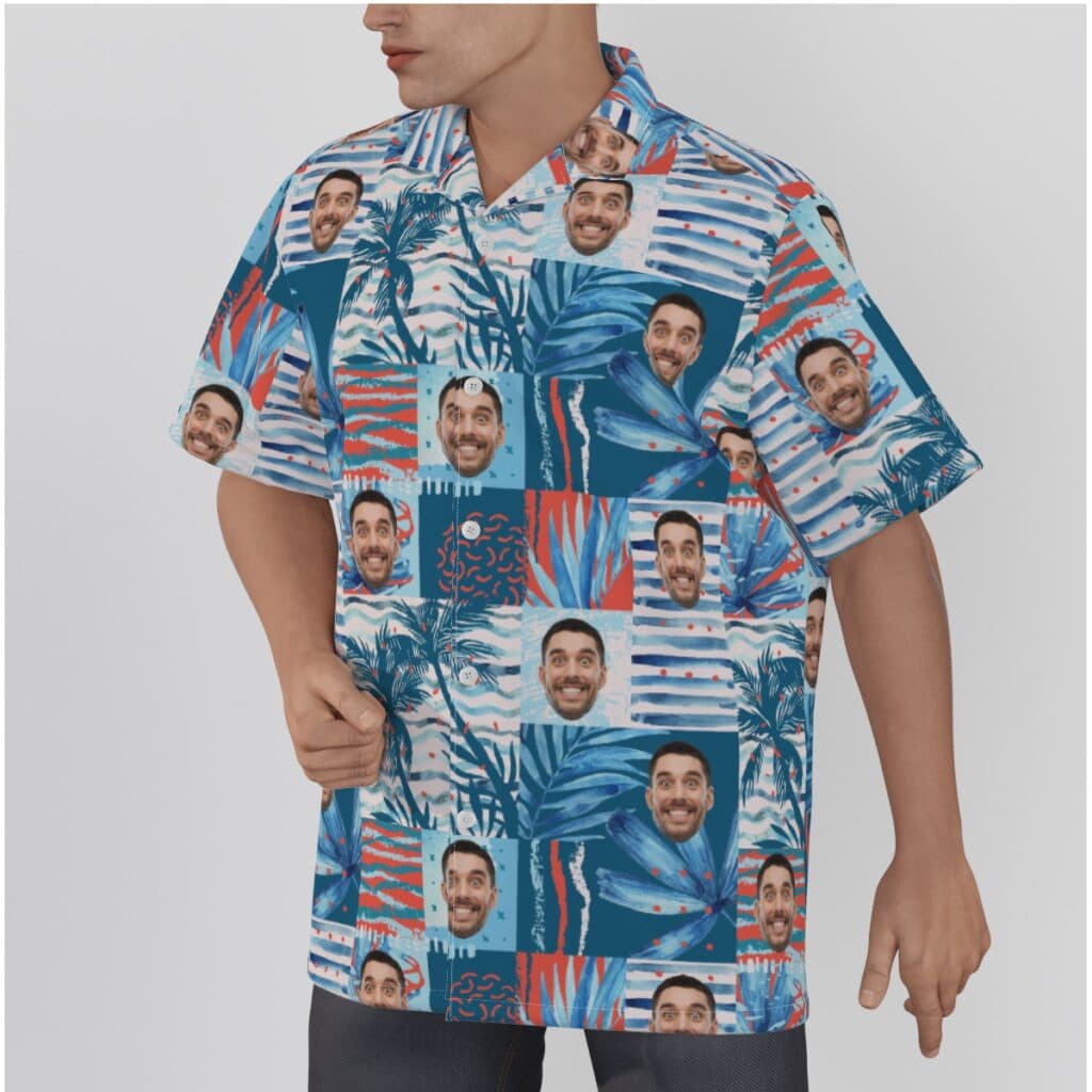 Funny Custom Face Blue Hawaiian Shirt
