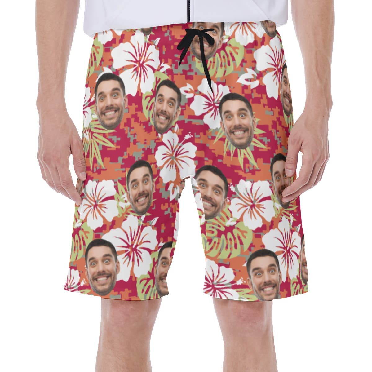 Funny Custom Face Camo Hibicus Hawaiian Swimwear For Summer