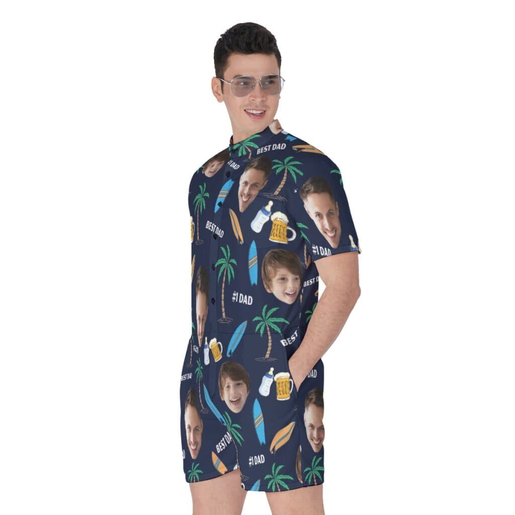 Funny Custom Face Father And Kid Hawaiian Romper