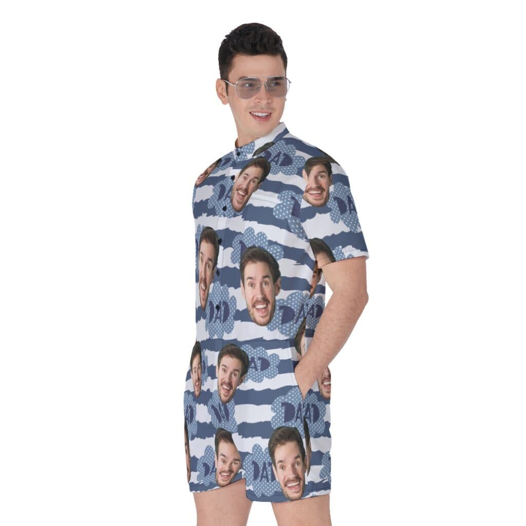 Funny Custom Face Father's Day Hawaiian Romper For Men