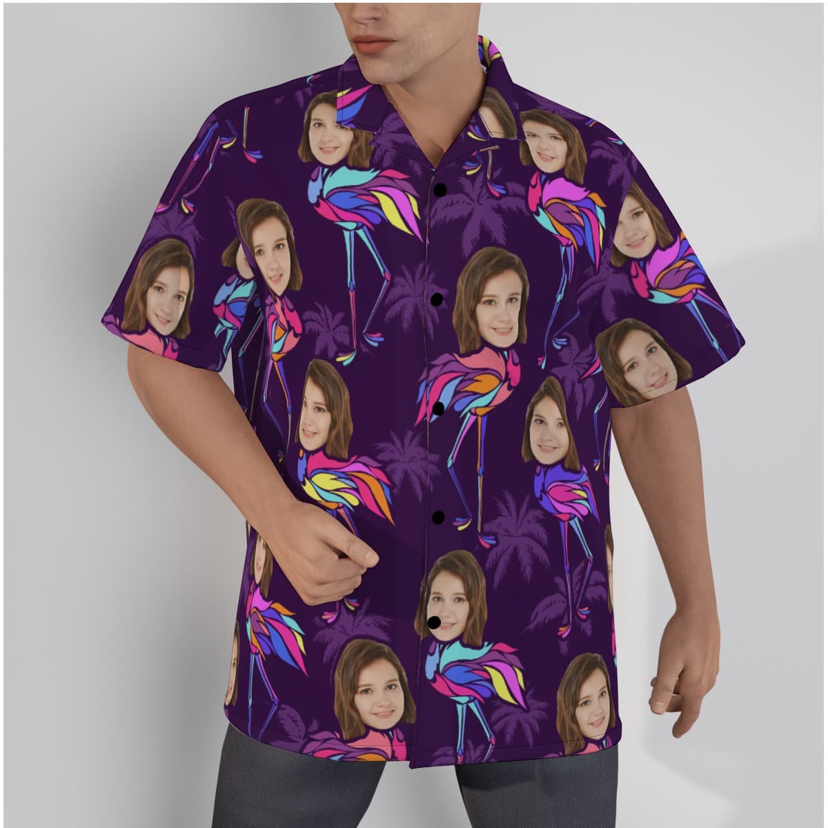 Funny Custom Face Flamingo Hawaiian Shirt