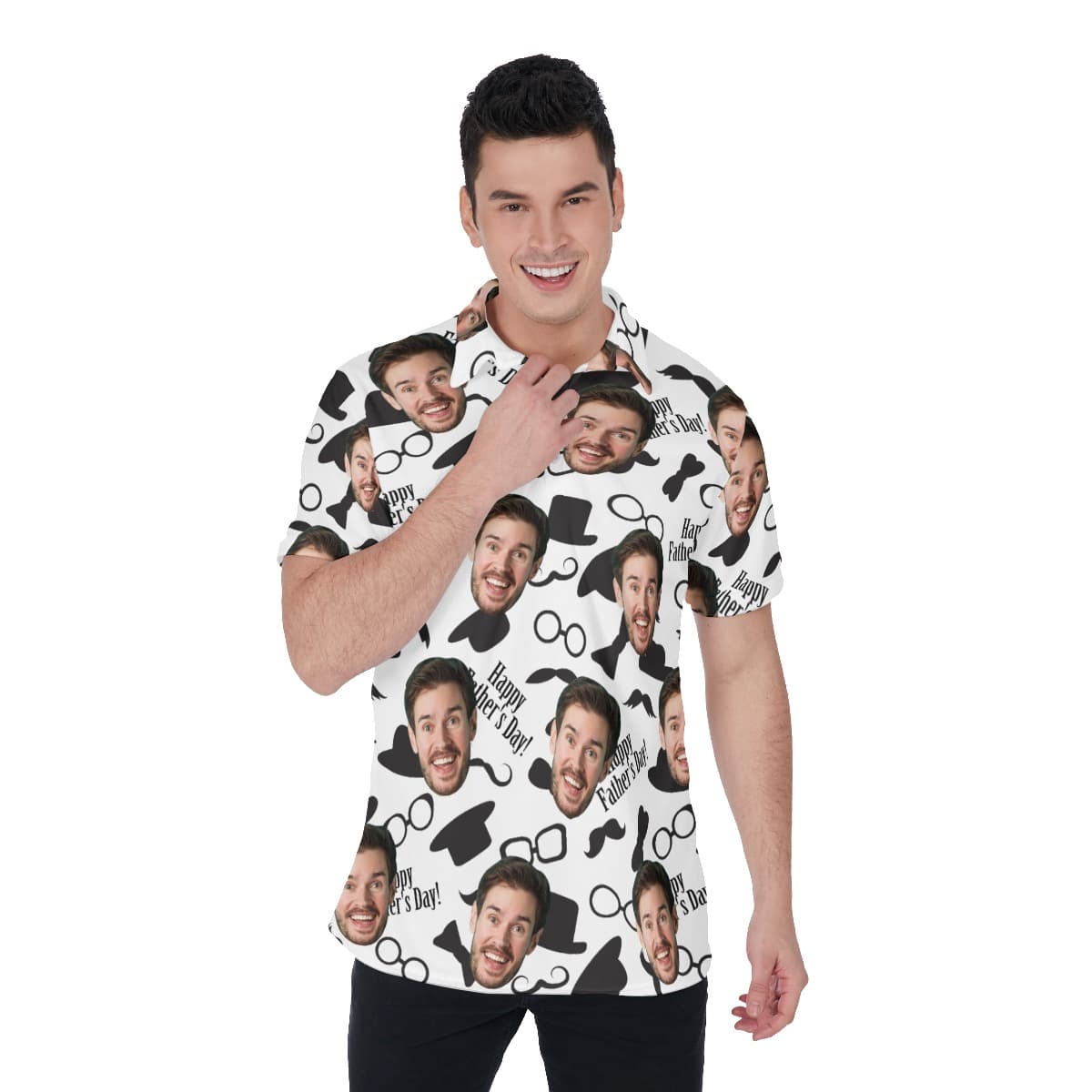 Funny Custom Face Hawaiian Polo Shirt For Father's Day