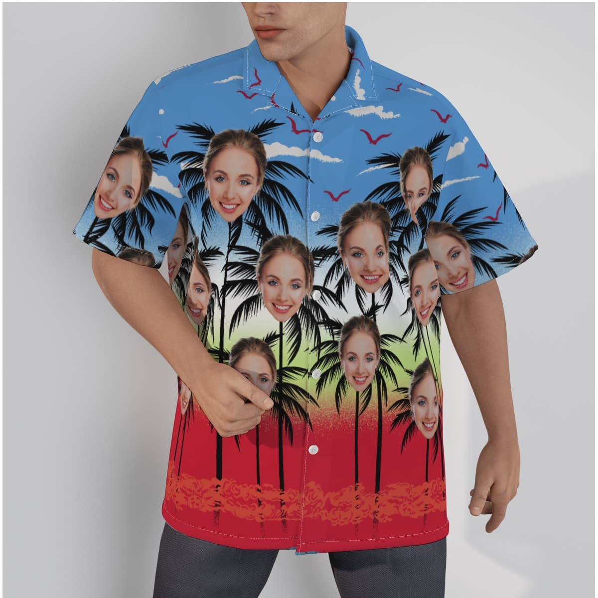 Funny Custom Face Palm Tree Hawaiian Shirt