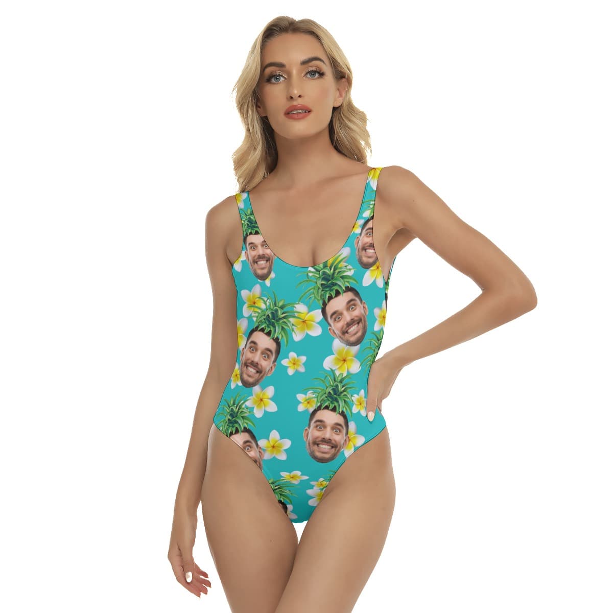 Funny Custom Face Pineapple Hawaiian Swimsuit For Women (4)
