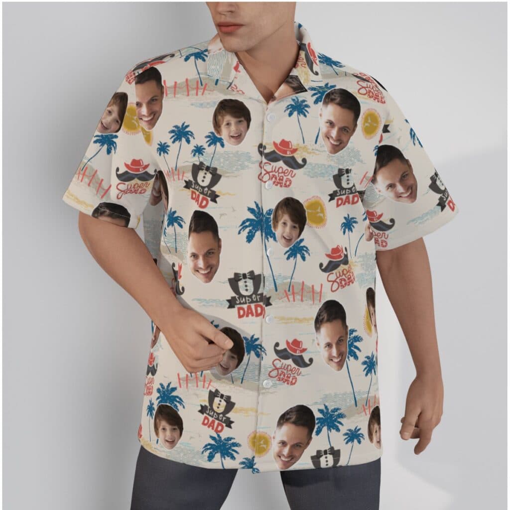 Funny Custom Face Super Dad Hawaiian Shirt