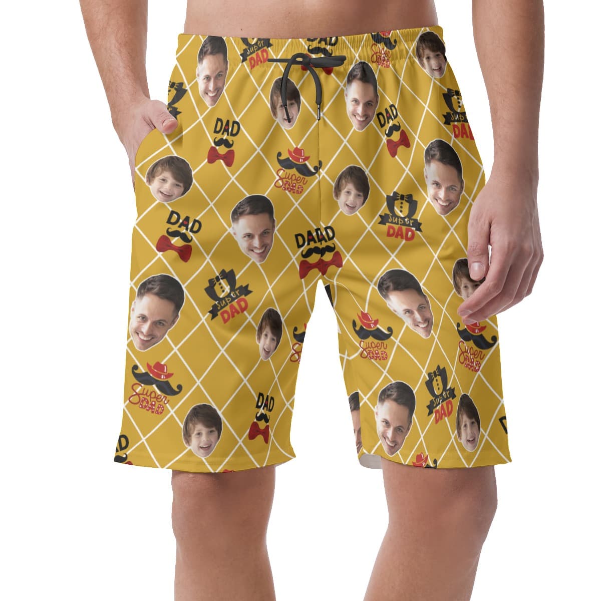 Funny Custom Face Super Dad Hawaiian Summer Shorts