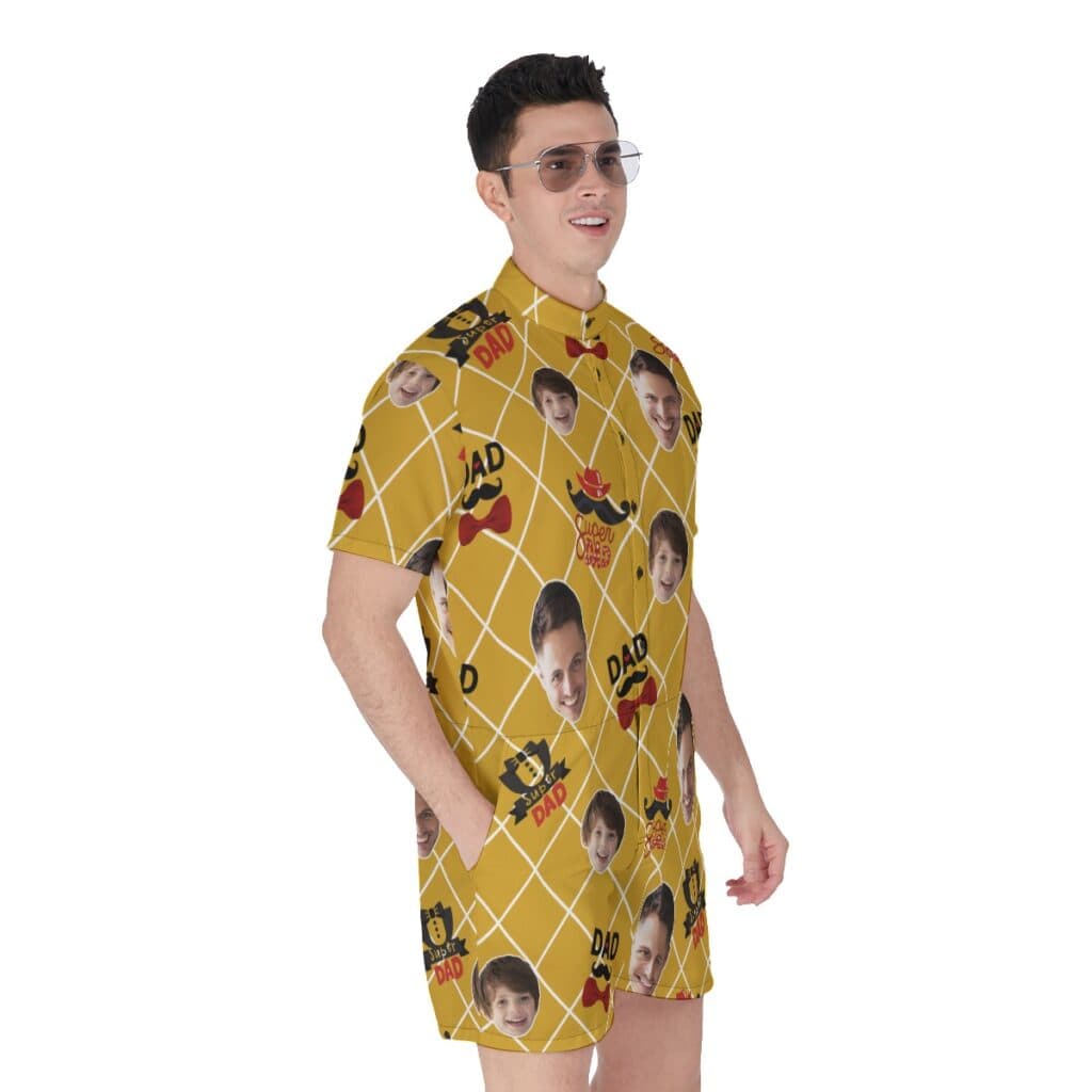 Funny Custom Face Super Dad Men's Hawaiian Romper