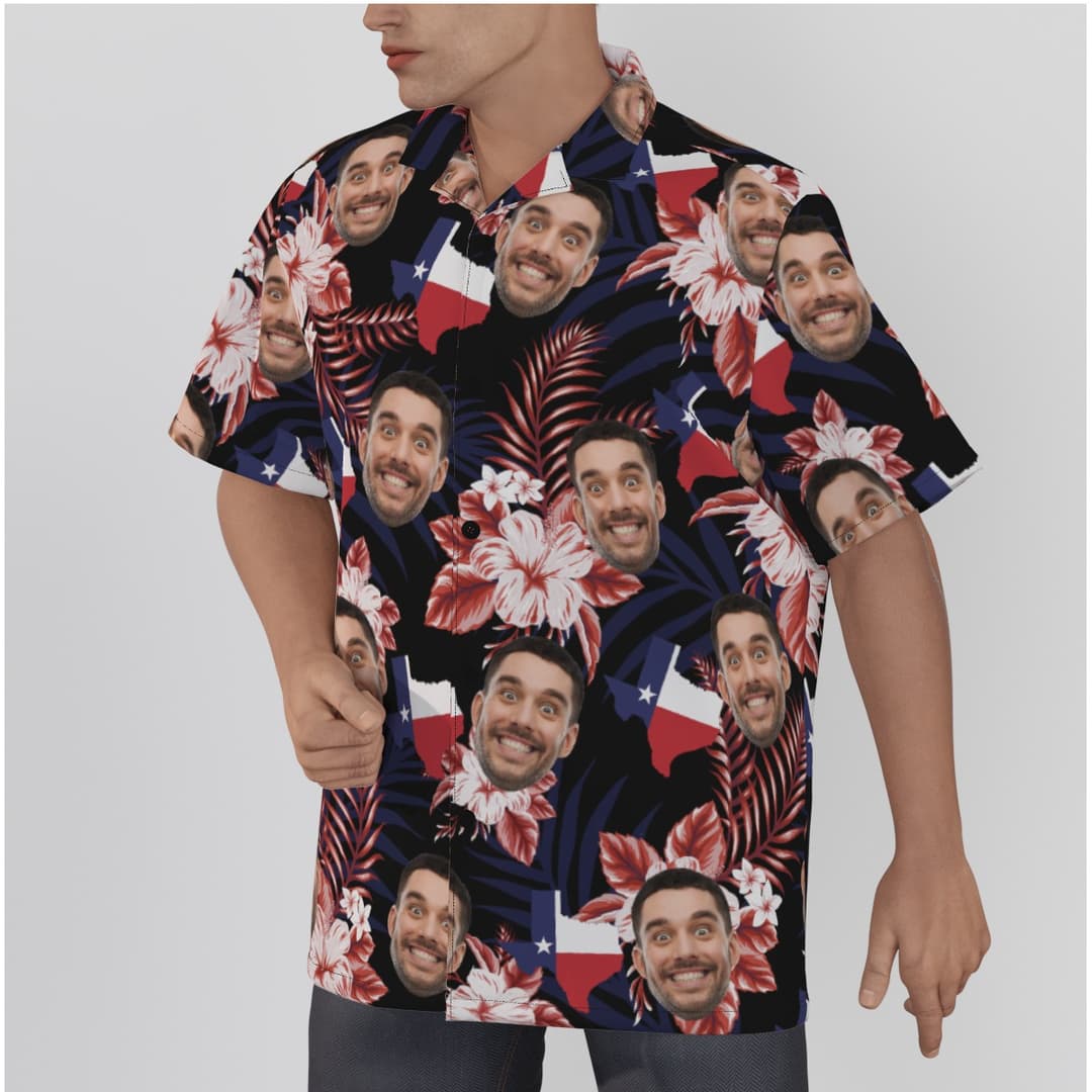 Funny Custom Face Texas Hawaiian Shirt