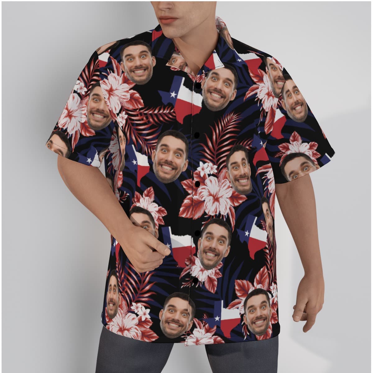 Funny Custom Face Texas Hawaiian Shirt