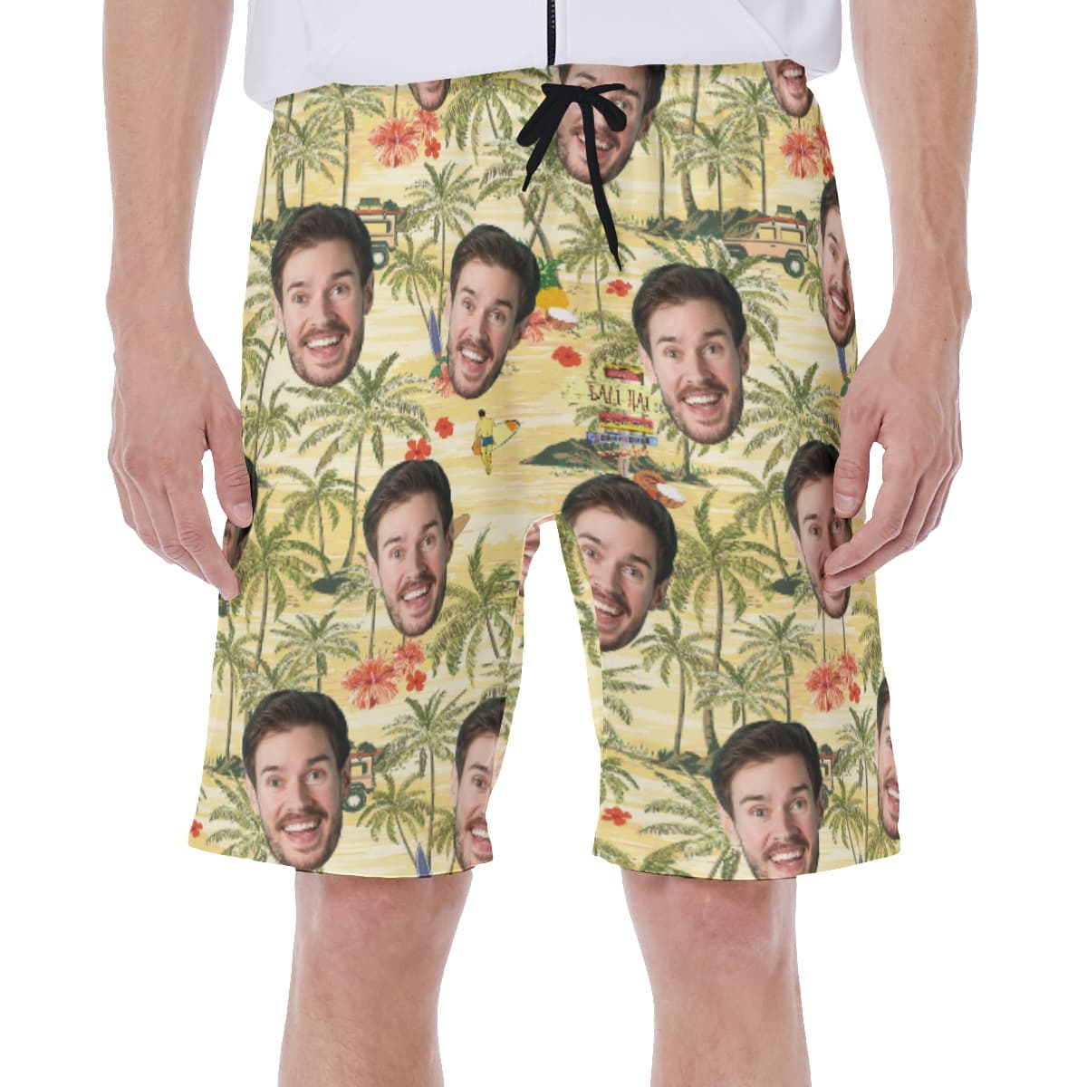 Funny Custom Face Tropical Palm Tree Hawaiian Swimwear For Men