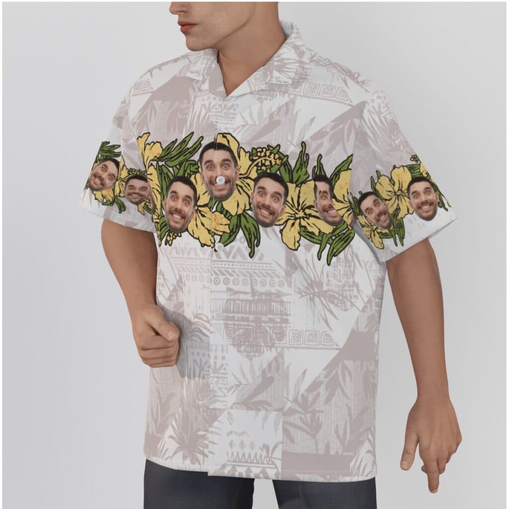 Funny Custom Face Vintage Hibicus Hawaiian Shirt