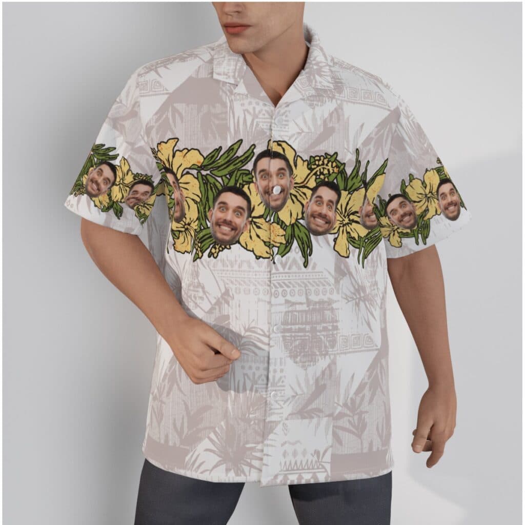 Funny Custom Face Vintage Hibicus Hawaiian Shirt