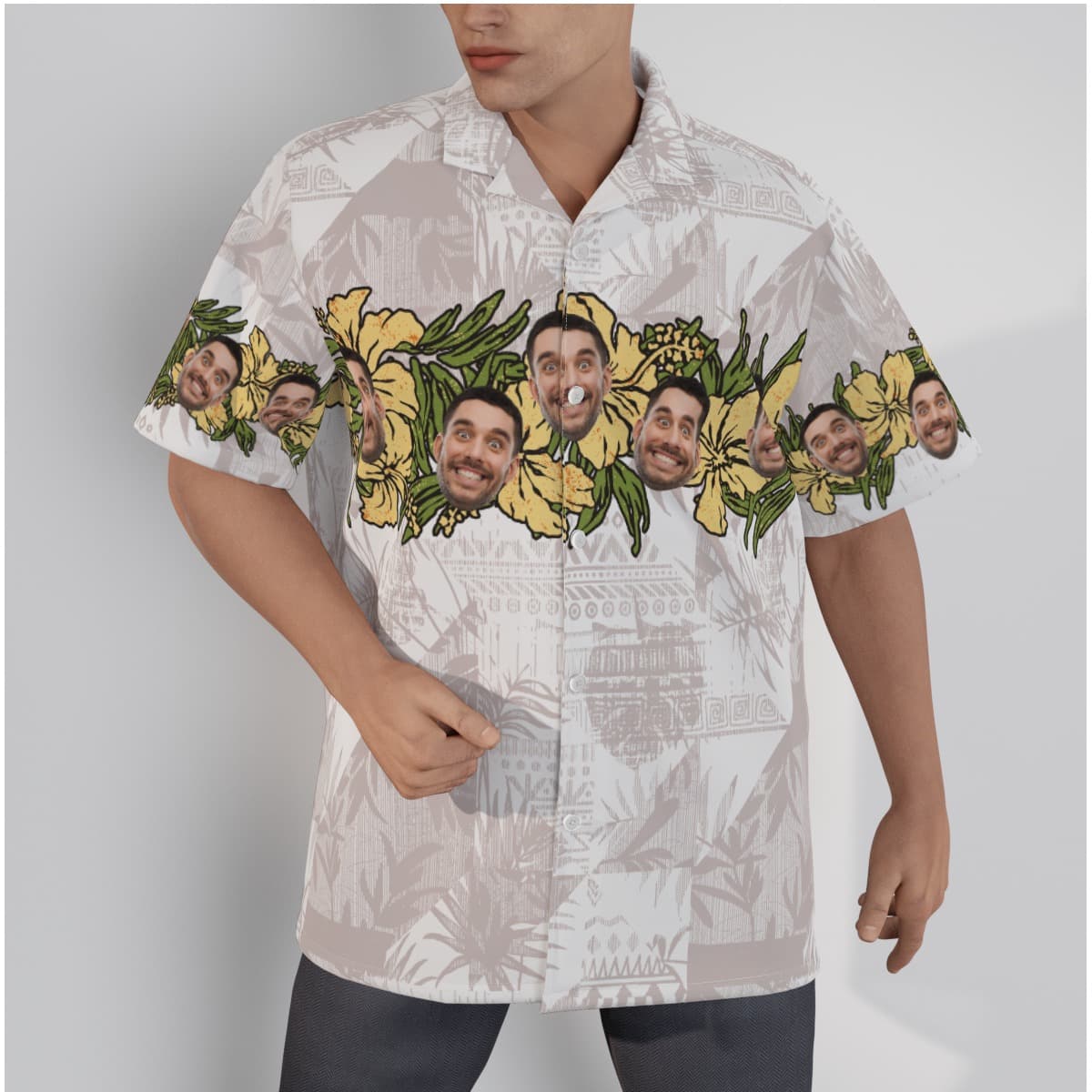 Funny Custom Face Vintage Hibicus Hawaiian Shirt