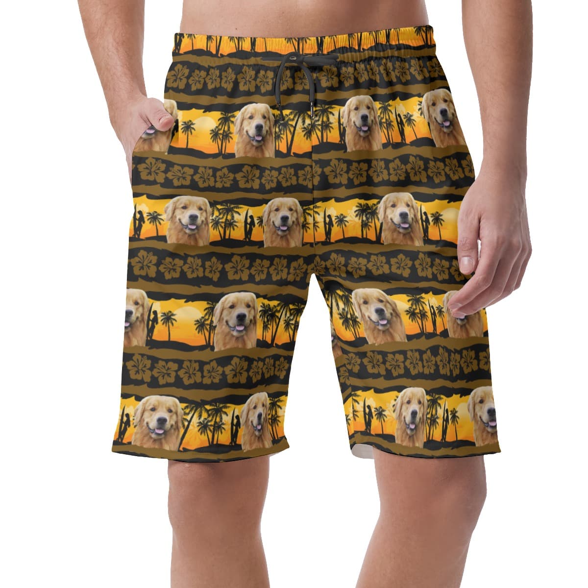Funny Custom Vintage Hawaiian Beach Shorts With Dog Face