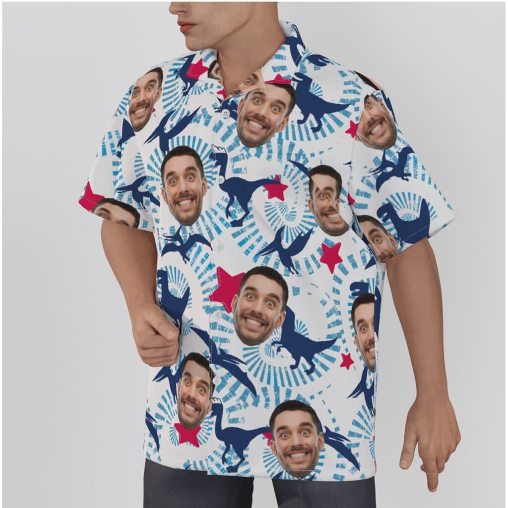 Funny Dinosaur Custom Face Hawaiian Shirt