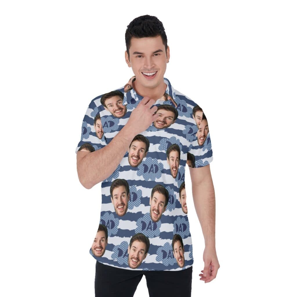 Funny Father's Day Gift Custom Face Men's Hawaiian Polo Shirt