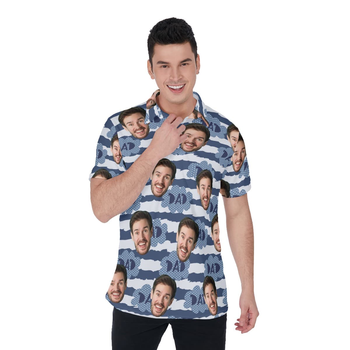 Funny Father's Day Gift Custom Face Men's Hawaiian Polo Shirt