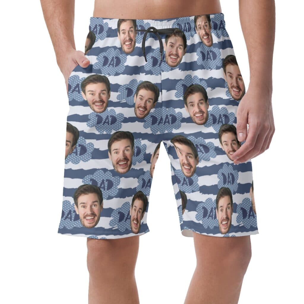 Funny Gift For Father's Day Custom Face Hawaiian Beach Shorts