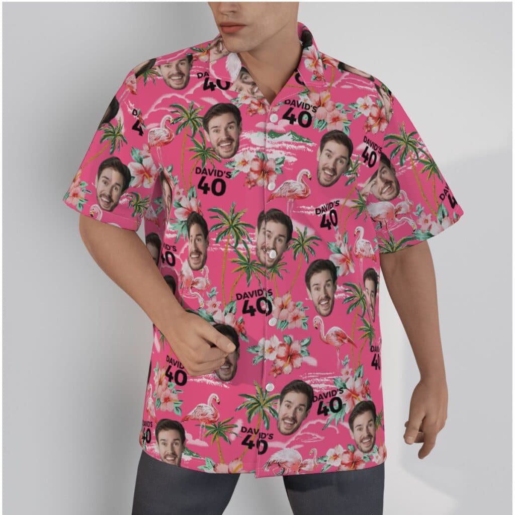 Funny Pink Birthday Hawaiian Shirt With Custom Face And Name (1)
