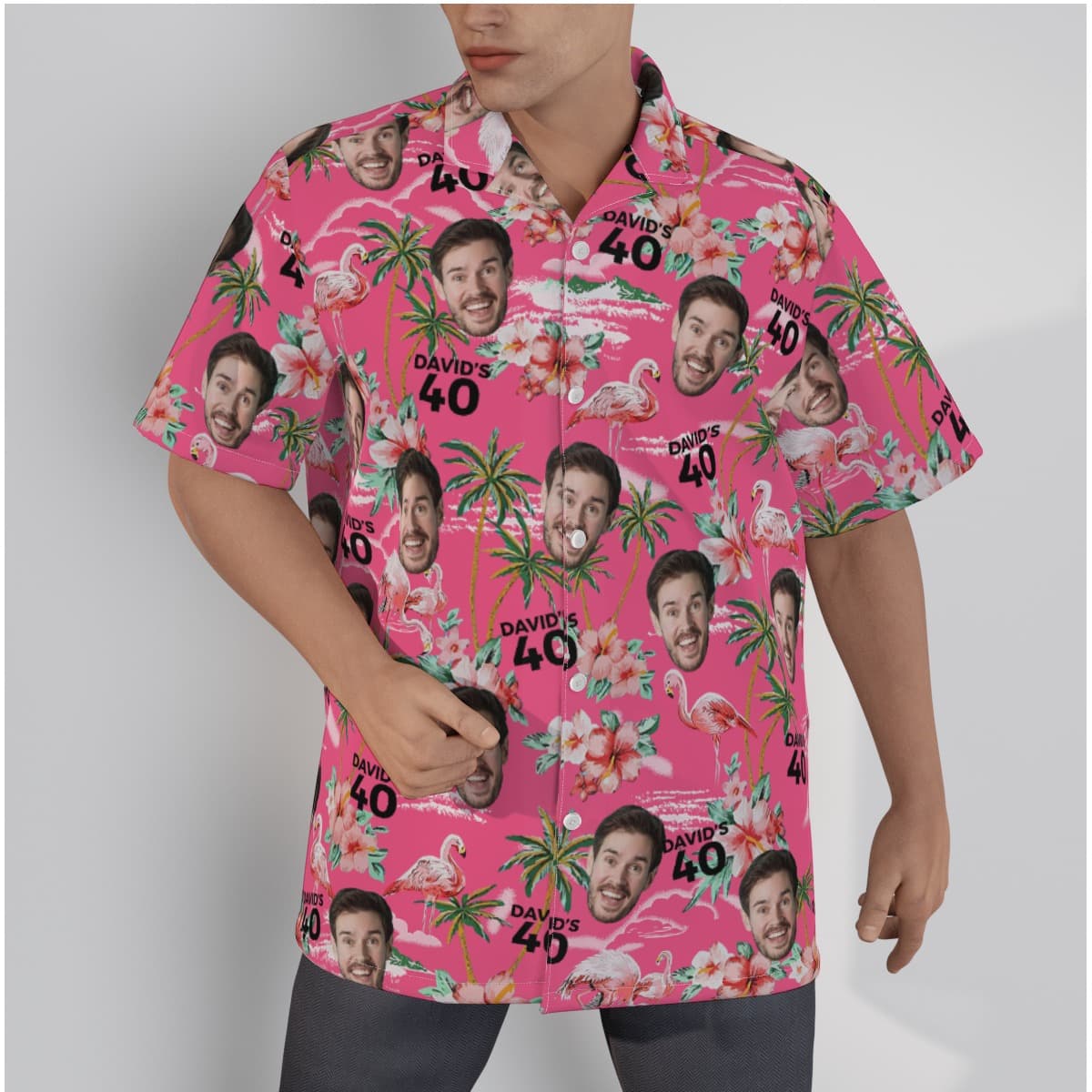 Funny Pink Birthday Hawaiian Shirt With Custom Face And Name (1)