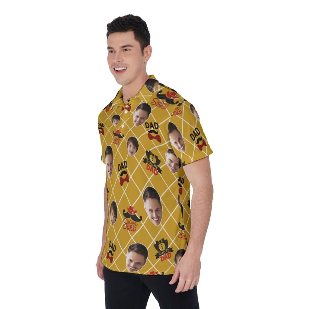 Funny Super Dad Custom Face Hawaiian Polo Shirt