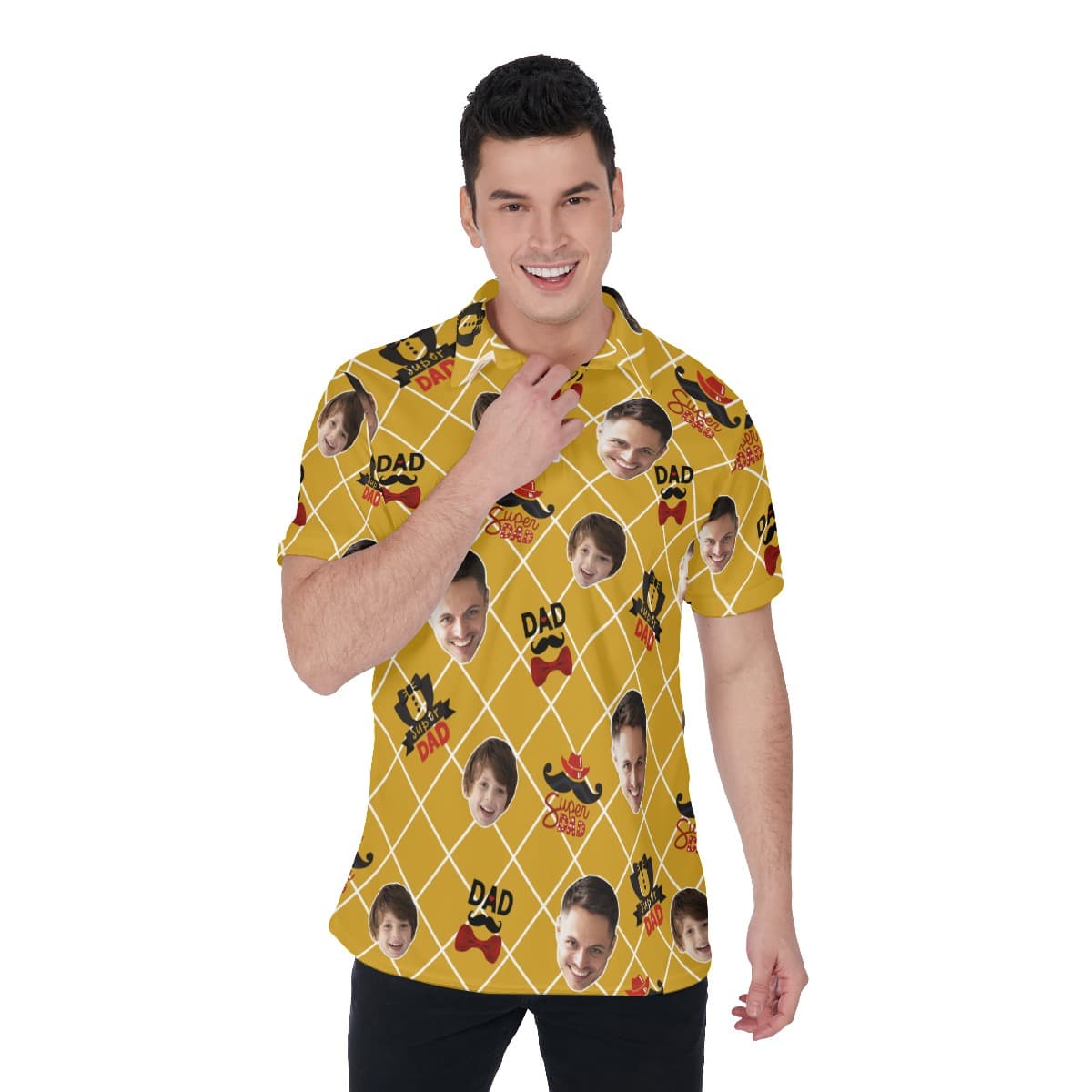 Funny Super Dad Custom Face Hawaiian Polo Shirt