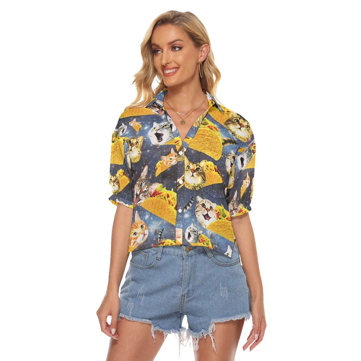 Funny Taco Cat Hawaiian Crop Top Shirt For Summer (1)