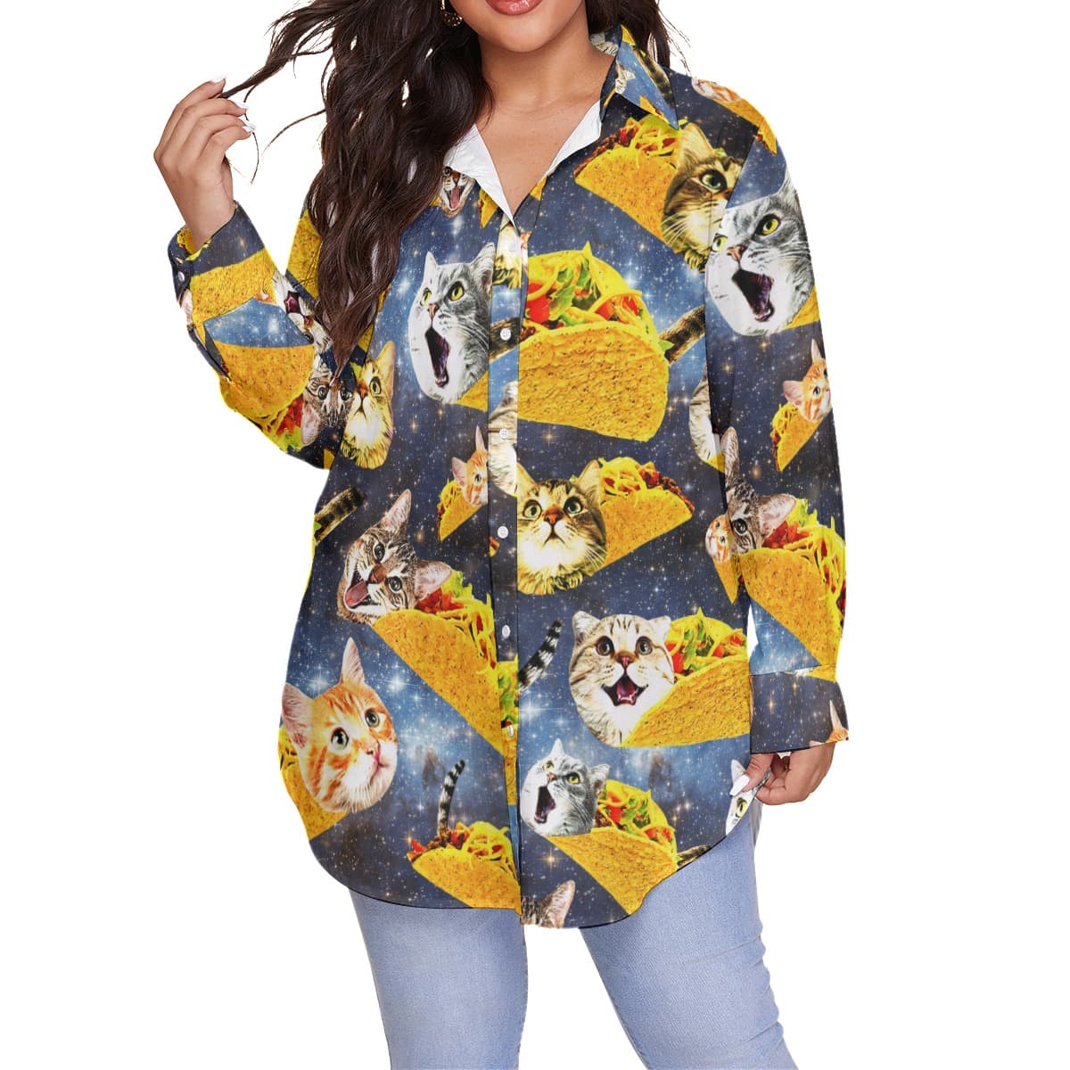 Funny Taco Cat Women's Hawaiian Plus Size Shirt
