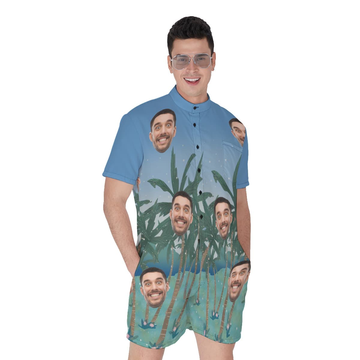 Funny Tropical Custom Face Men’s Romper (1)