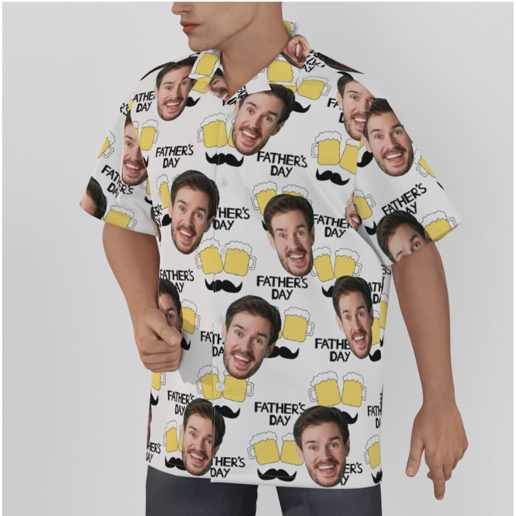 Happy Father's Day Custom Face Beer Hawaiian Shirt