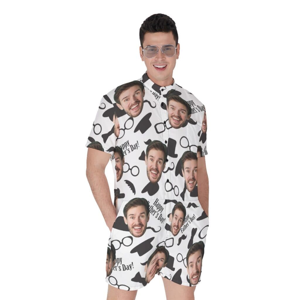 Happy Father's Day Custom Face Hawaiian Romper
