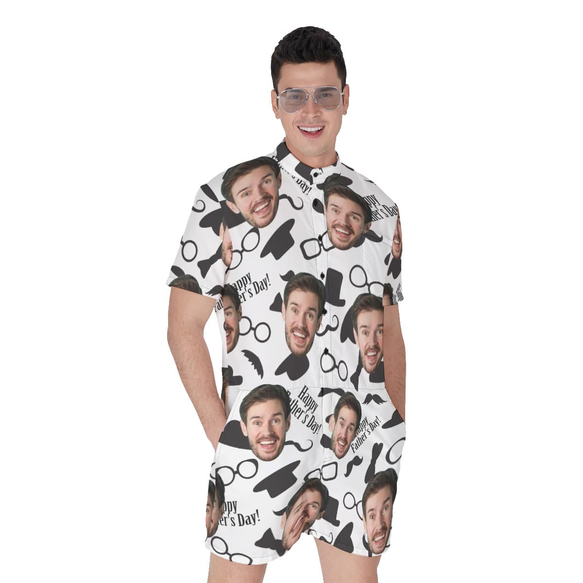 Happy Father's Day Custom Face Hawaiian Romper