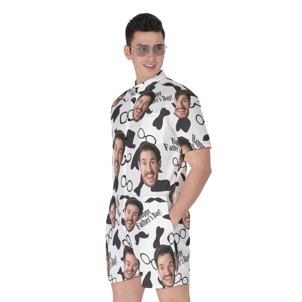 Happy Father's Day Custom Face Hawaiian Romper