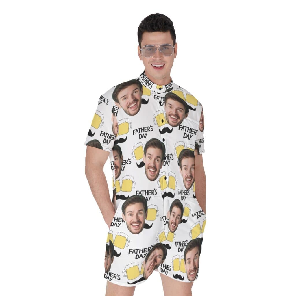 Happy Father's Day Custom Face Men's Hawaiian Romper