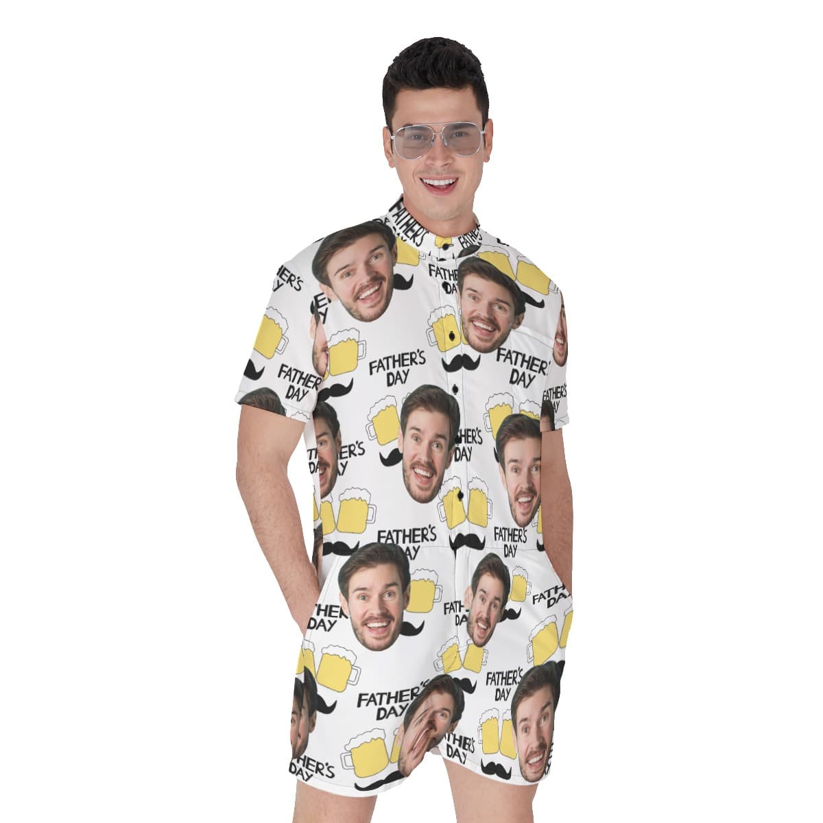 Happy Father's Day Custom Face Men's Hawaiian Romper