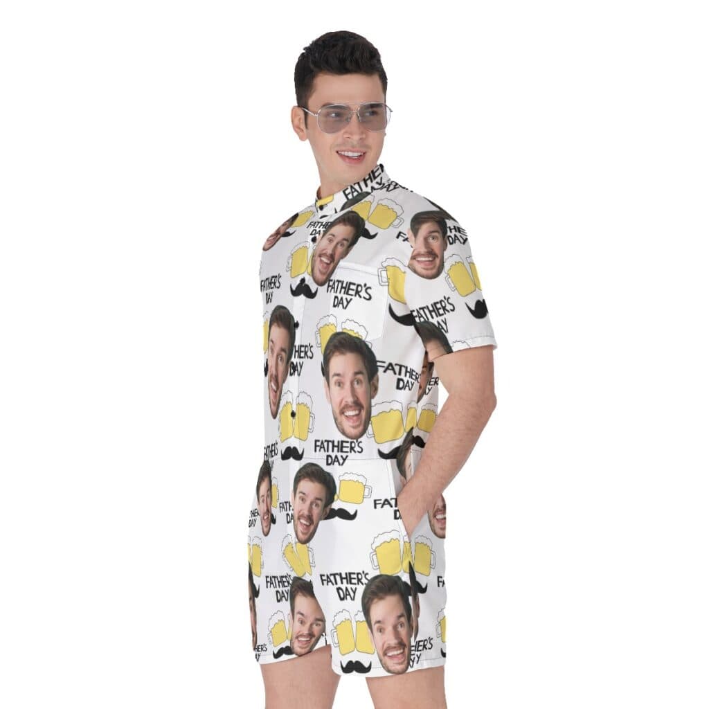 Happy Father's Day Custom Face Men's Hawaiian Romper