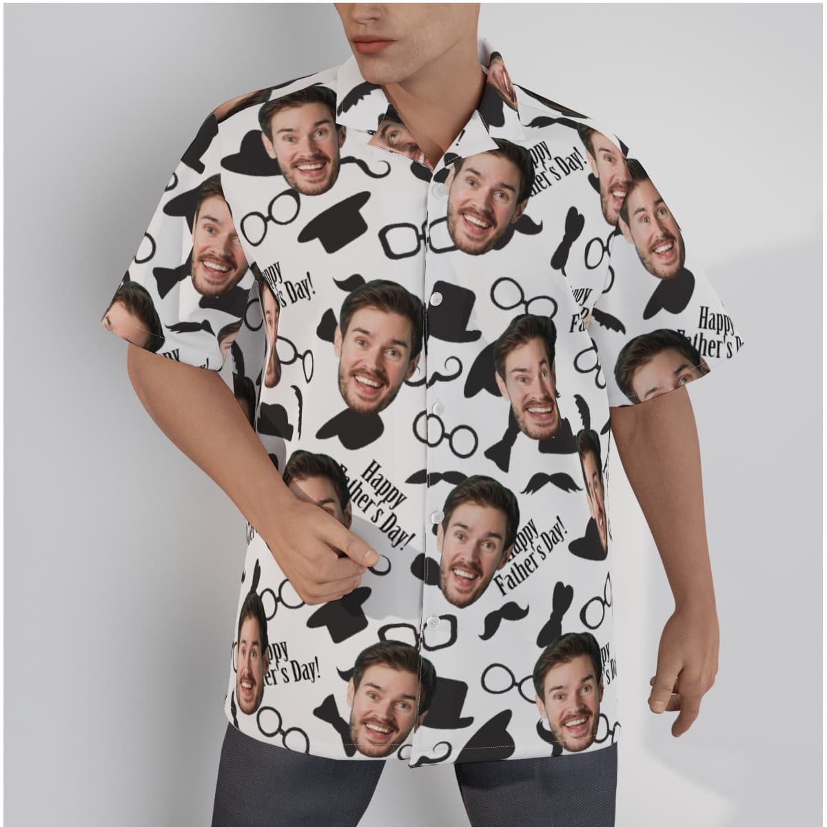 Happy Father's Day Custom Face Men's Hawaiian Shirt