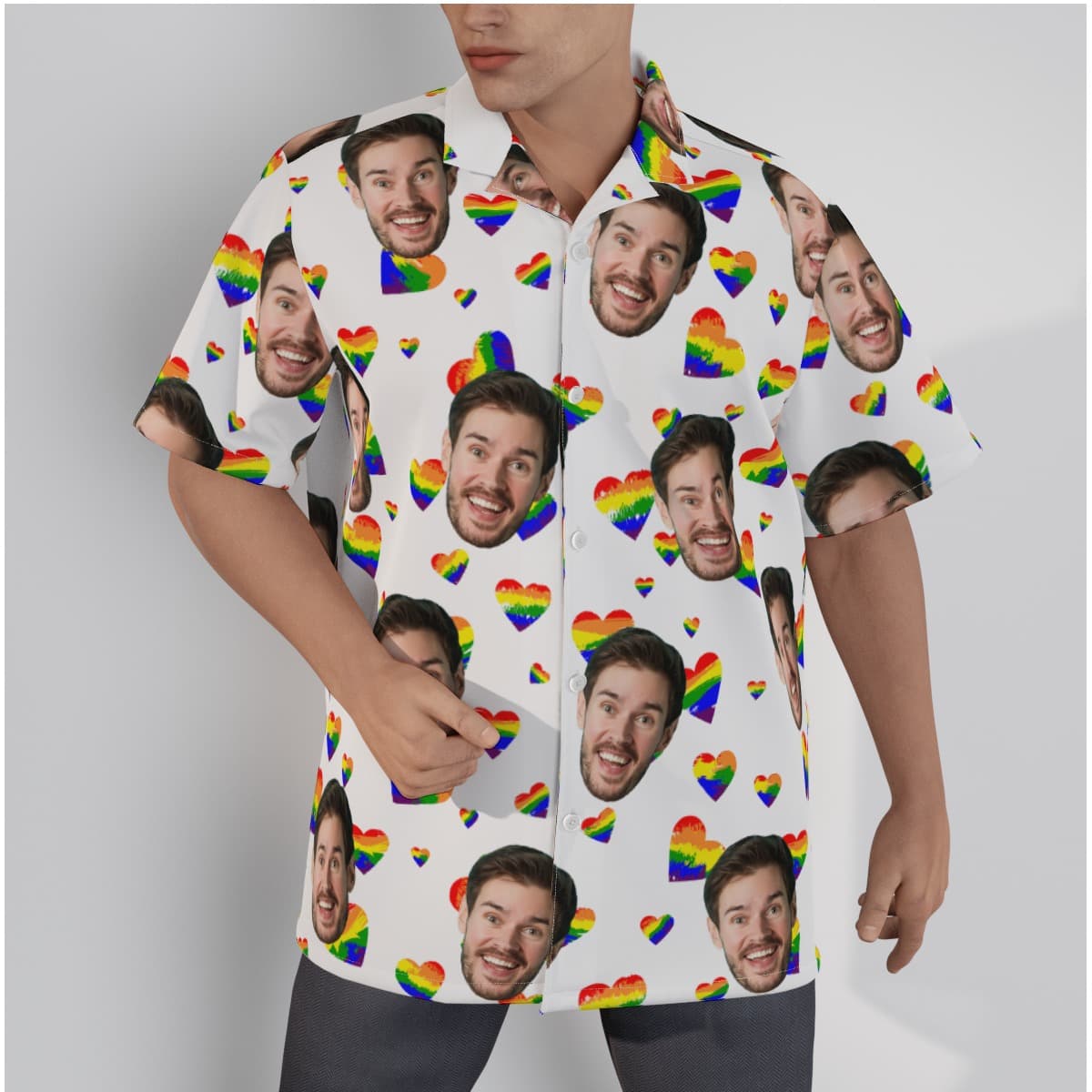 Happy Pride Month Heart Hawaiian Shirt With Custom Face (1)