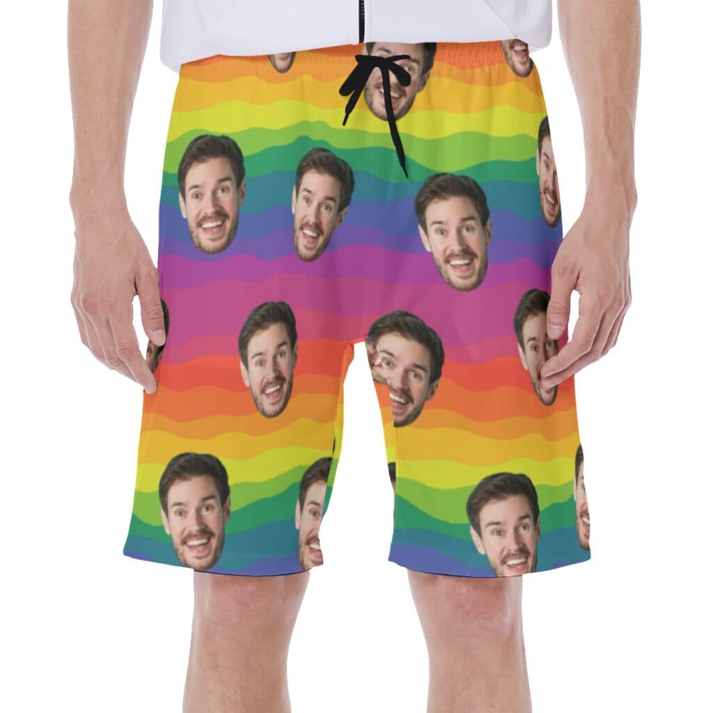 LGBT Pride Flag Custom Face Hawaiian Shorts (1)