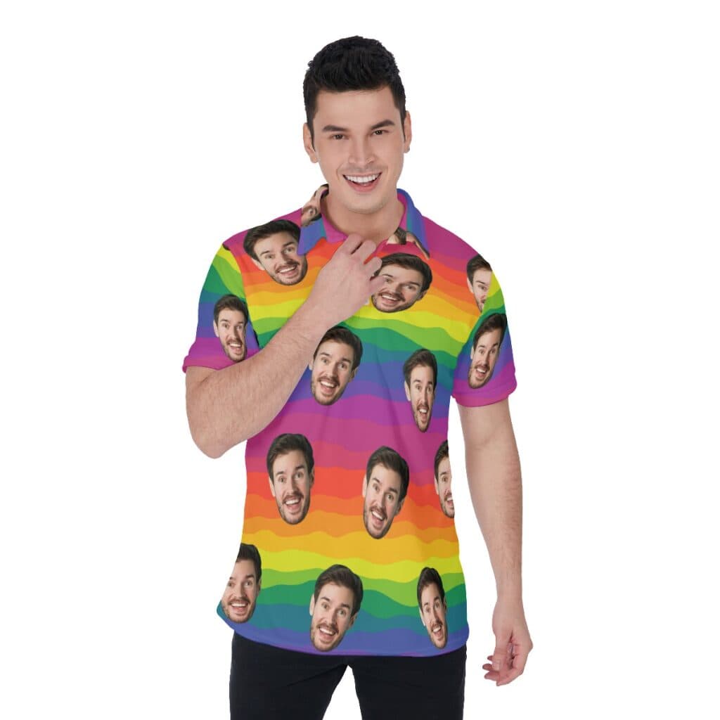 LGBT Pride Flag Custom Face Polo Shirt (1)