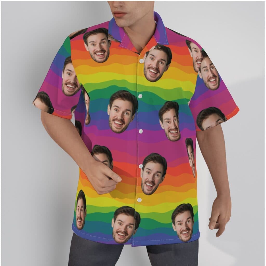 LGBT Pride Flag Hawaiian Shirt With Custom Face (1)