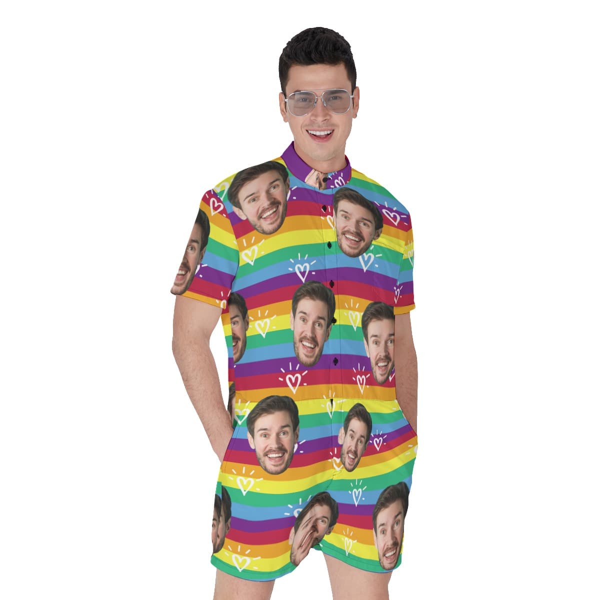 LGBT Pride Month Hawaiian Romper With Custom Face (1)