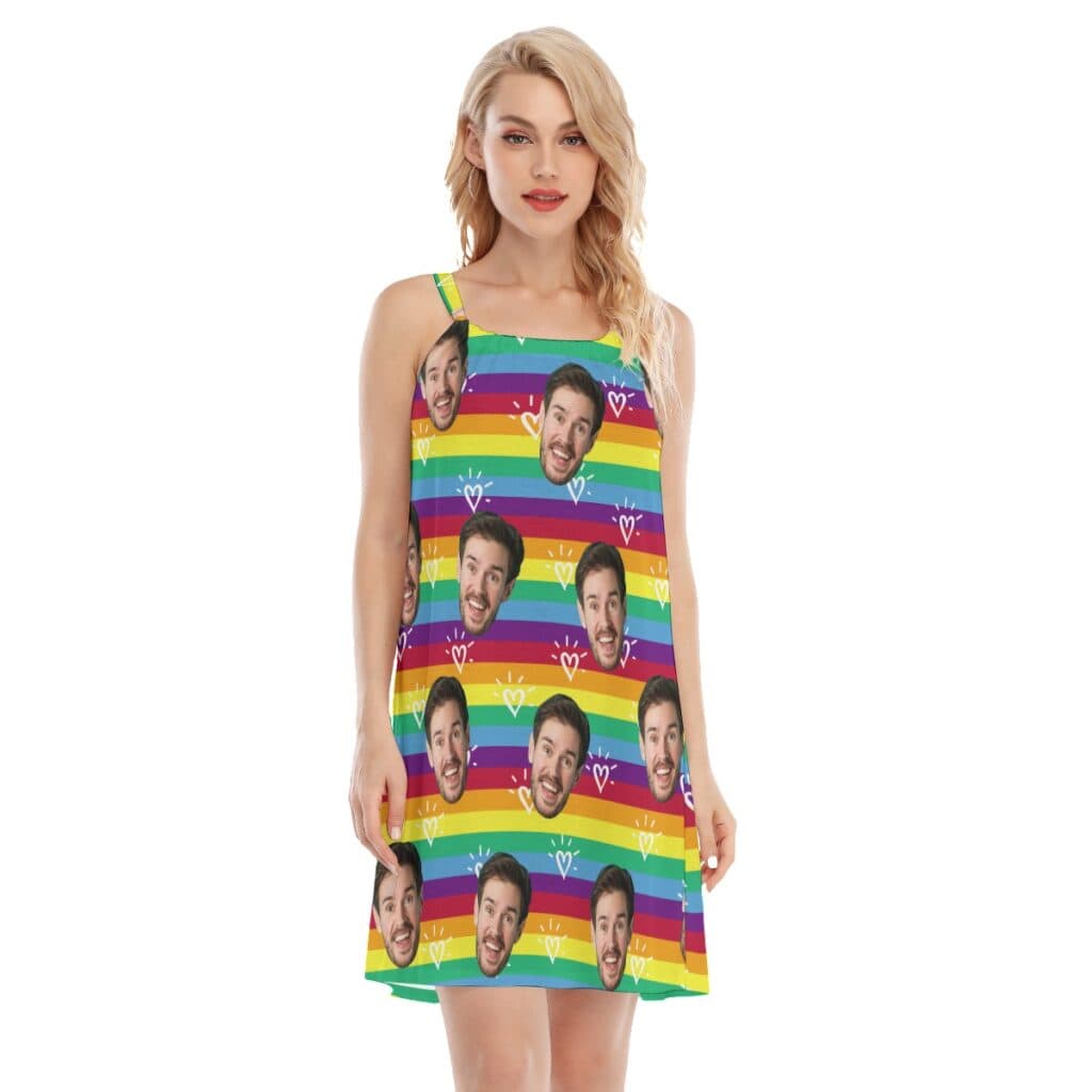 LGBT Rainbow Cami Dress With Custom Face (1)