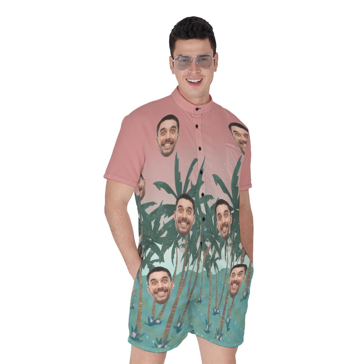 Men’s Custom Face Hawaiian Outfits Romper (1)