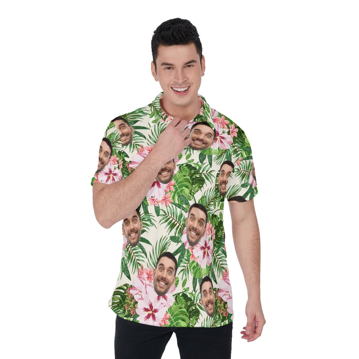 Men’s Custom Face Hawaiian Polo Shirt (1)