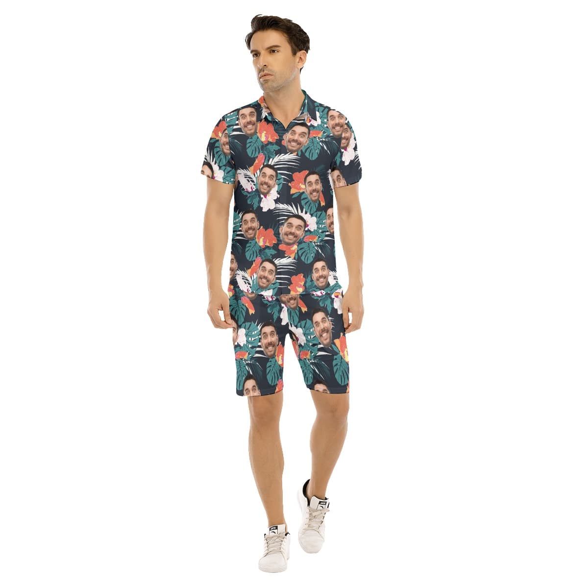 Men’s Custom Face Hawaiian Shirt Shorts Tropical Print (1)