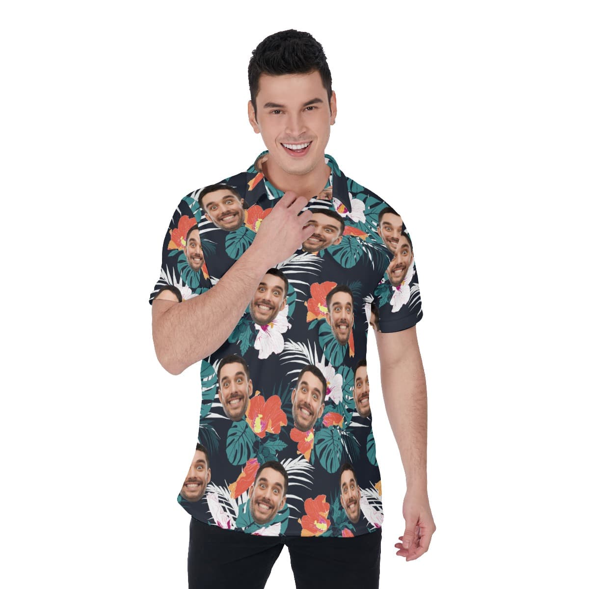 Men’s Hawaiian Polo Shirt With Face For Men (1)