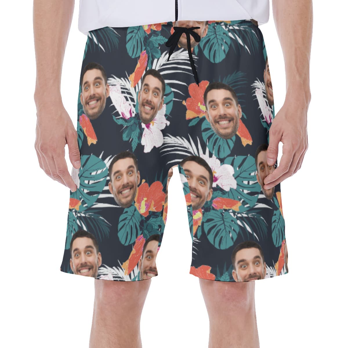 Men’s Tropical Personalized Swim Trunks With Custom Face (1)